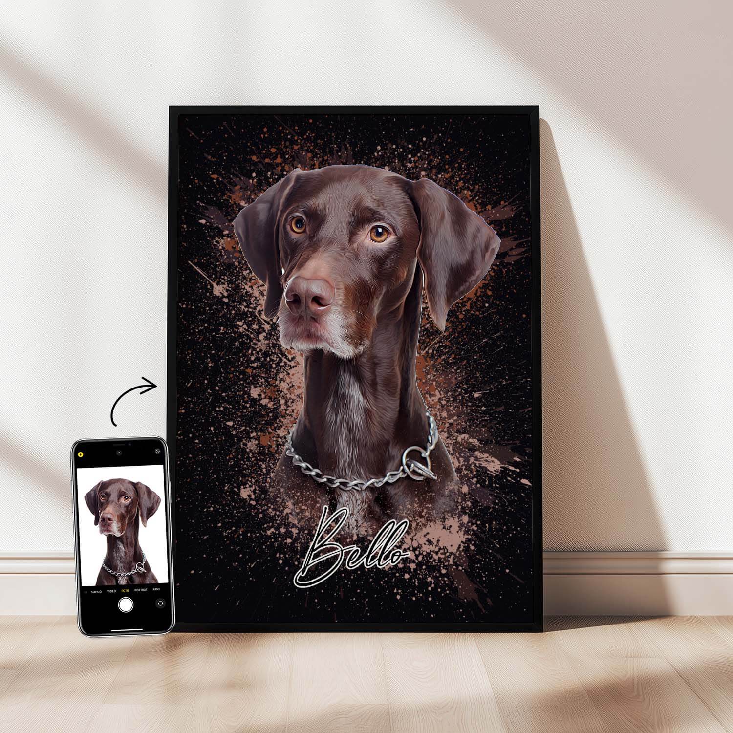 Personalisiertes Hundeportrait Graffiti Stil